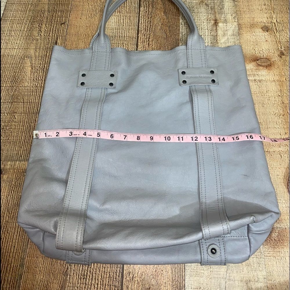 STEPHANE VERDINO LARGE GREY LEATHER TOTE BAG EUC - Picture 10 of 14